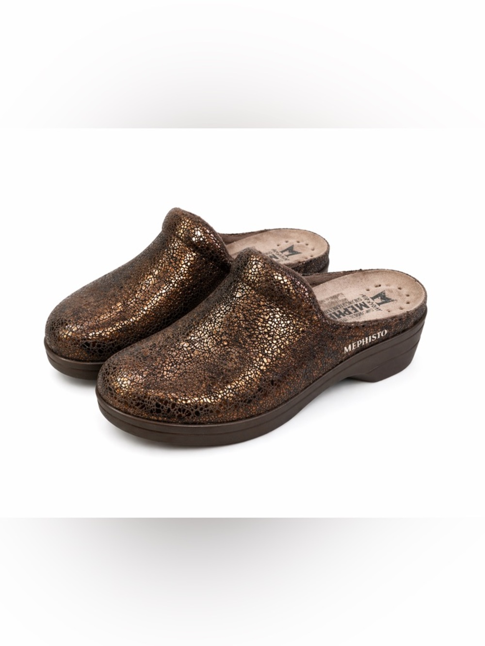 Mephisto Satty Clogs Bronze Crash Leather Women’s 37 US 6.5/7 Comfort Mule